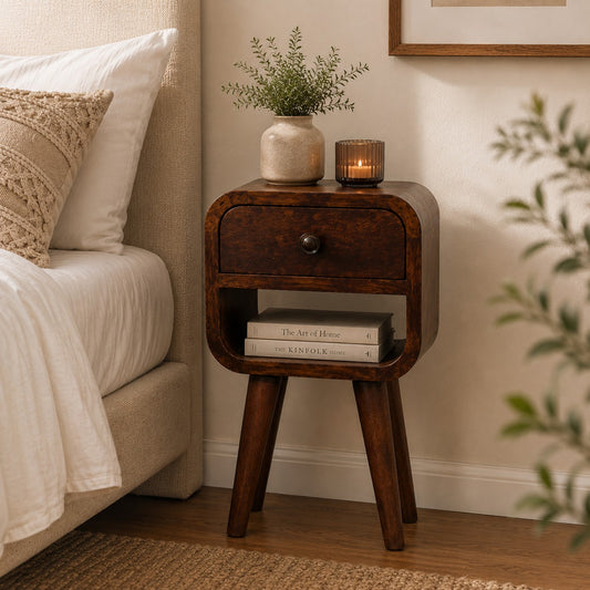 Extra Small Chestnut Curved Lower Nightstand