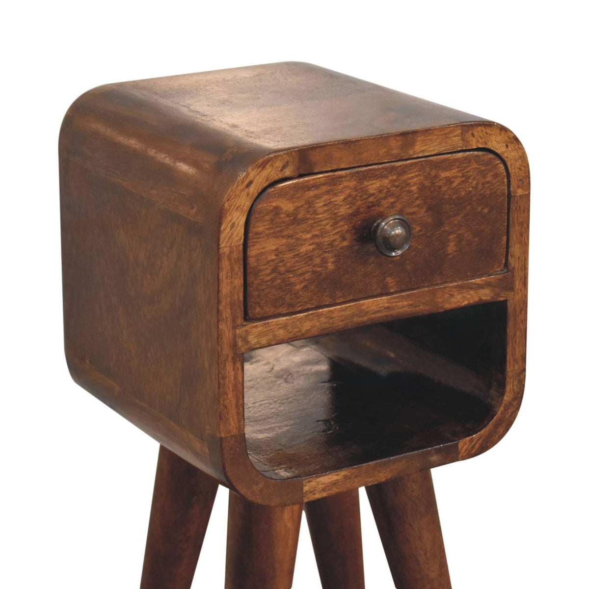 Extra Small Chestnut Curved Lower Nightstand