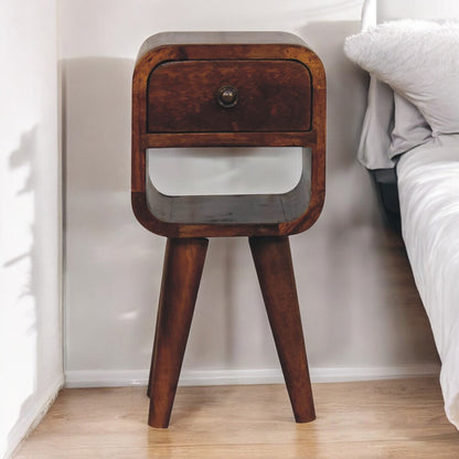 Extra Small Chestnut Curved Lower Nightstand