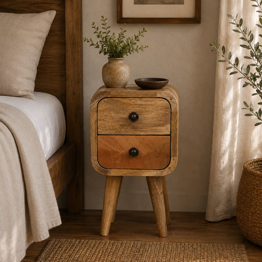 Extra Small Oak-ish 2-Drawer Nightstand