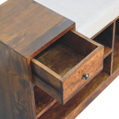 Chestnut Ridge 1 Drawer Linen Top Shoe Bench