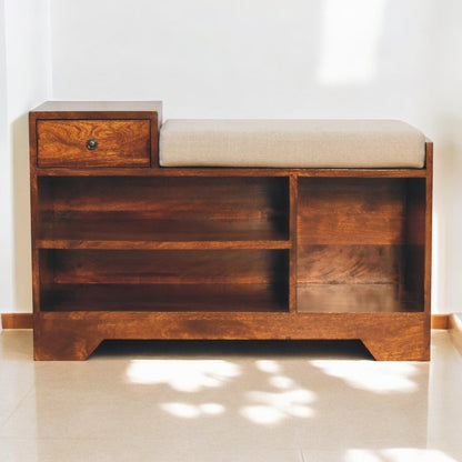 Chestnut Ridge 1 Drawer Linen Top Shoe Bench