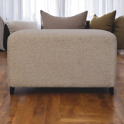 Bouclé Montauk Bliss Cream Solid Wood Ottoman