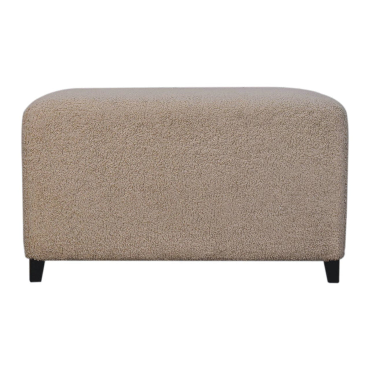 Bouclé Montauk Bliss Cream Solid Wood Ottoman