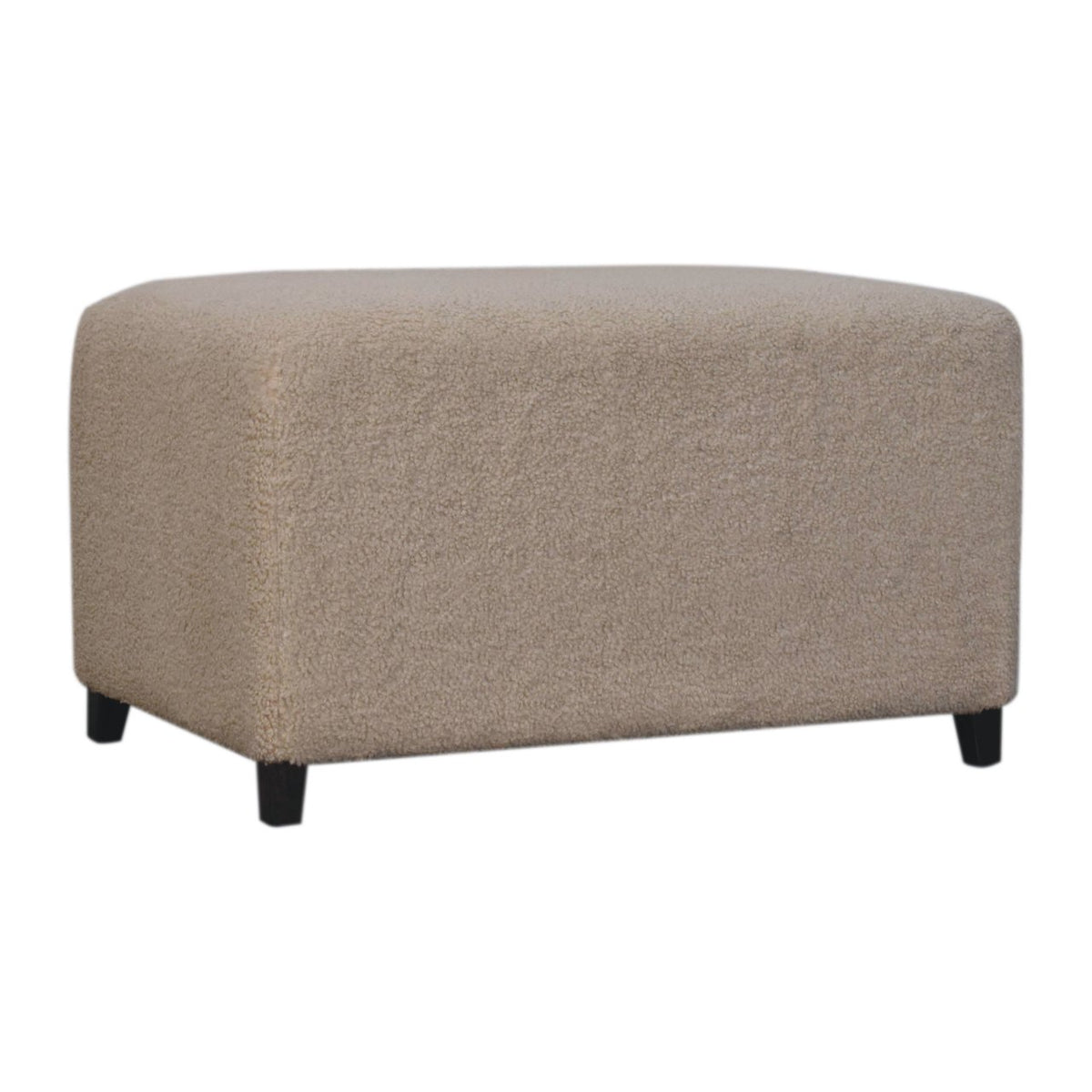 Bouclé Montauk Bliss Cream Solid Wood Ottoman