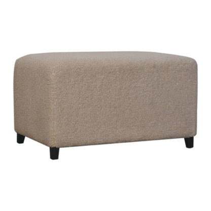 Bouclé Montauk Bliss Cream Solid Wood Ottoman
