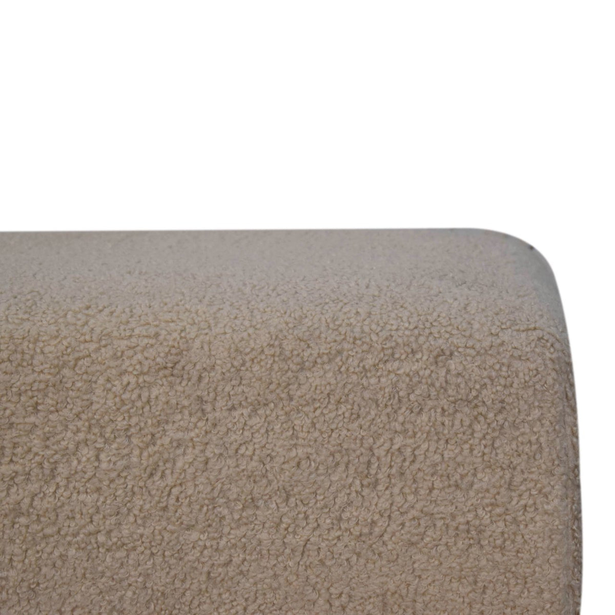 Bouclé Montauk Bliss Cream Solid Wood Ottoman