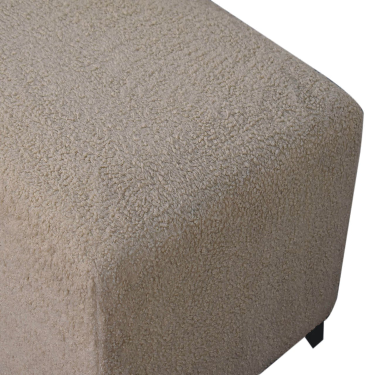 Bouclé Montauk Bliss Cream Solid Wood Ottoman