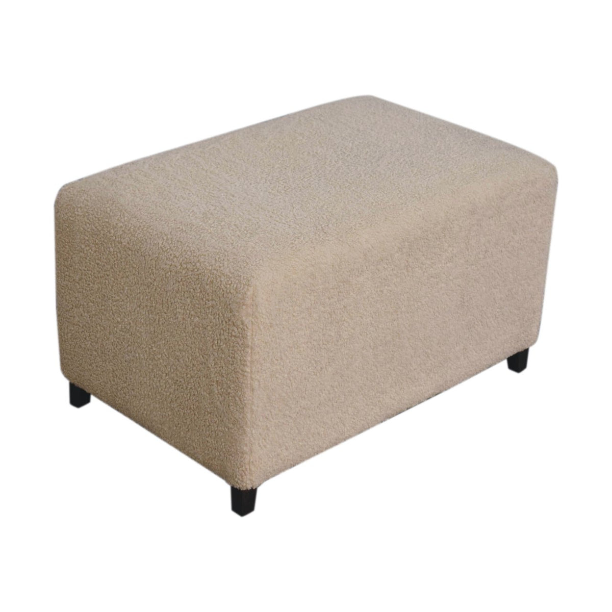 Bouclé Montauk Bliss Cream Solid Wood Ottoman