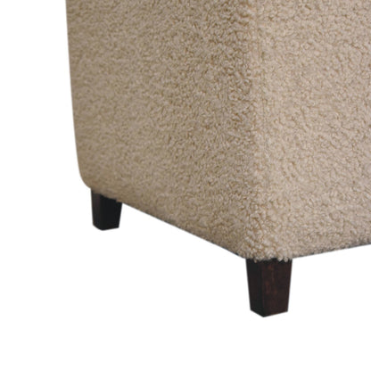 Bouclé Montauk Bliss Cream Solid Wood Ottoman