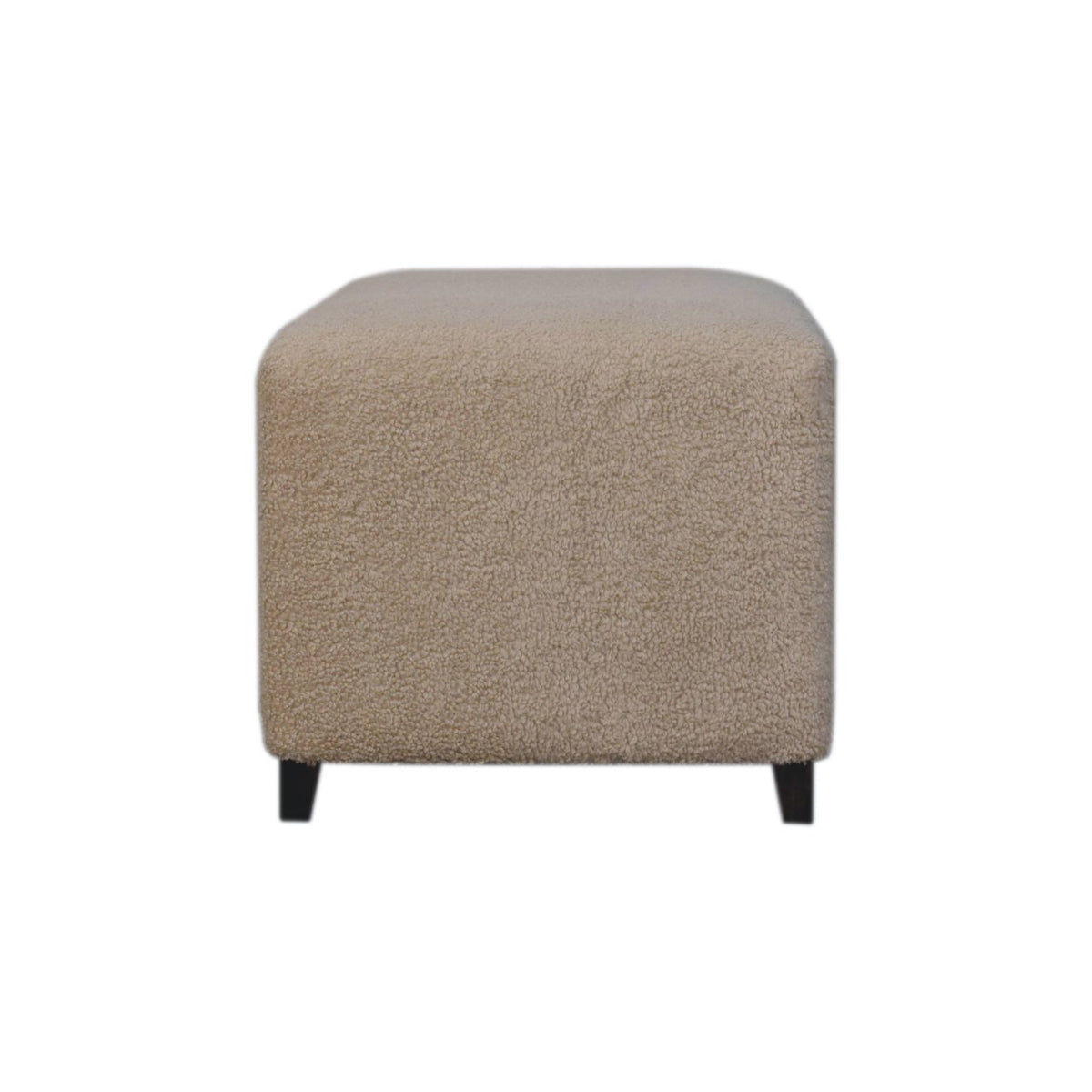 Bouclé Montauk Bliss Cream Solid Wood Ottoman