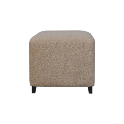 Bouclé Montauk Bliss Cream Solid Wood Ottoman