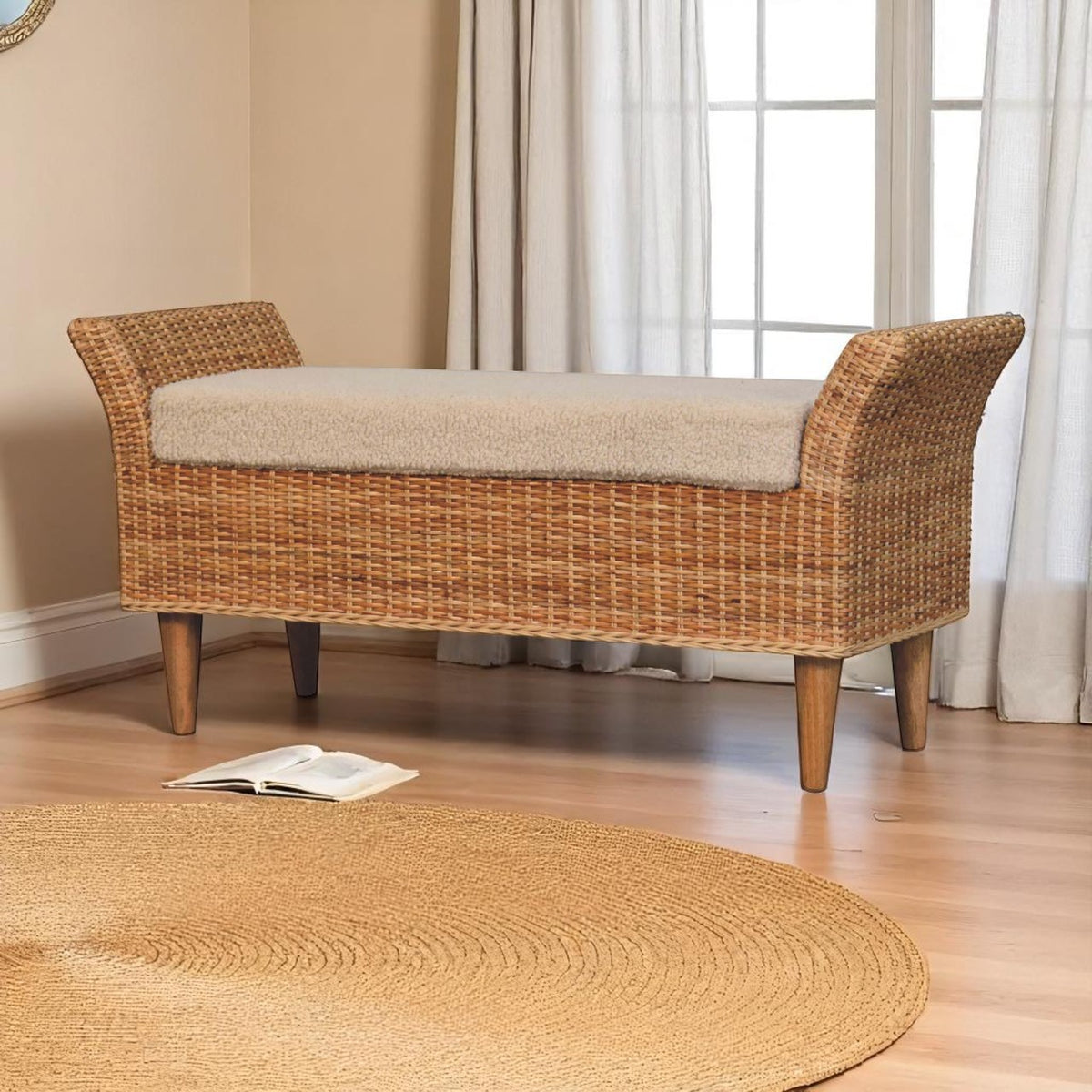 Bouclé Montauk Woven Bench