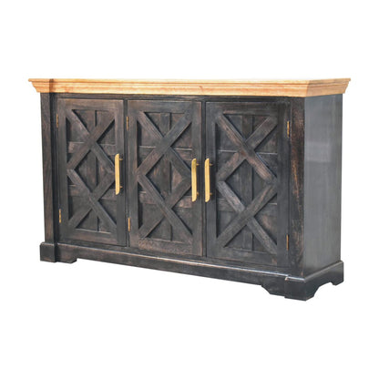 Empire Ash Black 3-Door Rustic Wood Sideboard