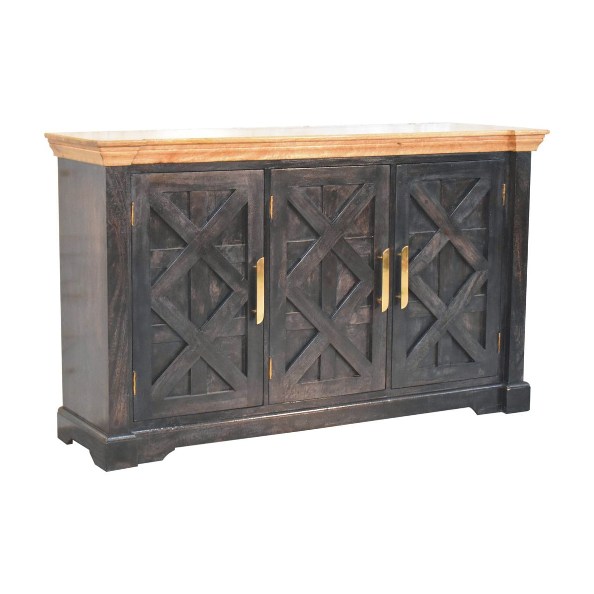 Empire Ash Black 3-Door Rustic Wood Sideboard