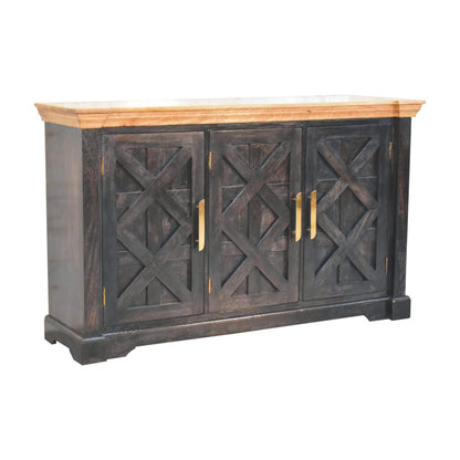 Empire Ash Black 3-Door Rustic Wood Sideboard