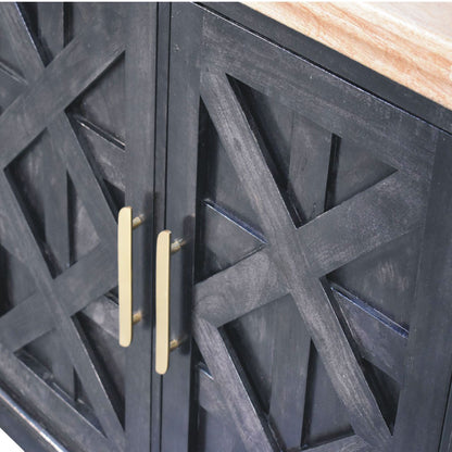 Empire Ash Black 3-Door Rustic Wood Sideboard