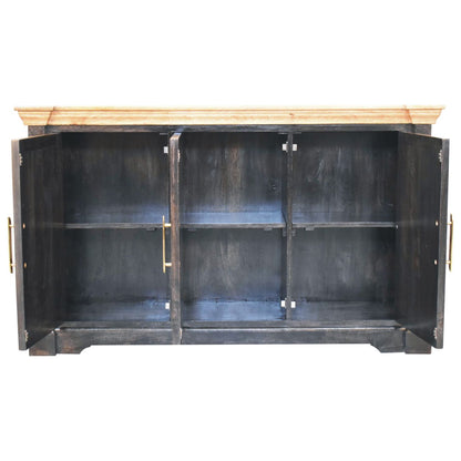 Empire Ash Black 3-Door Rustic Wood Sideboard