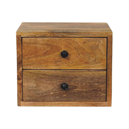 Small Oak Toned 2-Drawer Floating Bedside