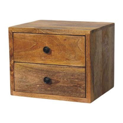 Small Oak Toned 2-Drawer Floating Bedside