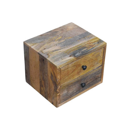 Small Oak Toned 2-Drawer Floating Bedside