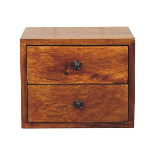 Small Chestnut 2-Drawer Floating Nightstand