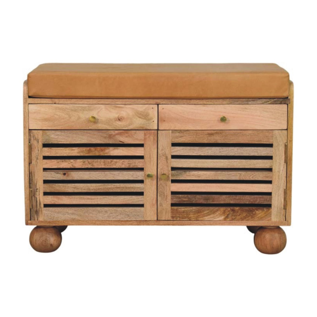 Sutton Buffalo Leather Shoe Bench 2 Drawers