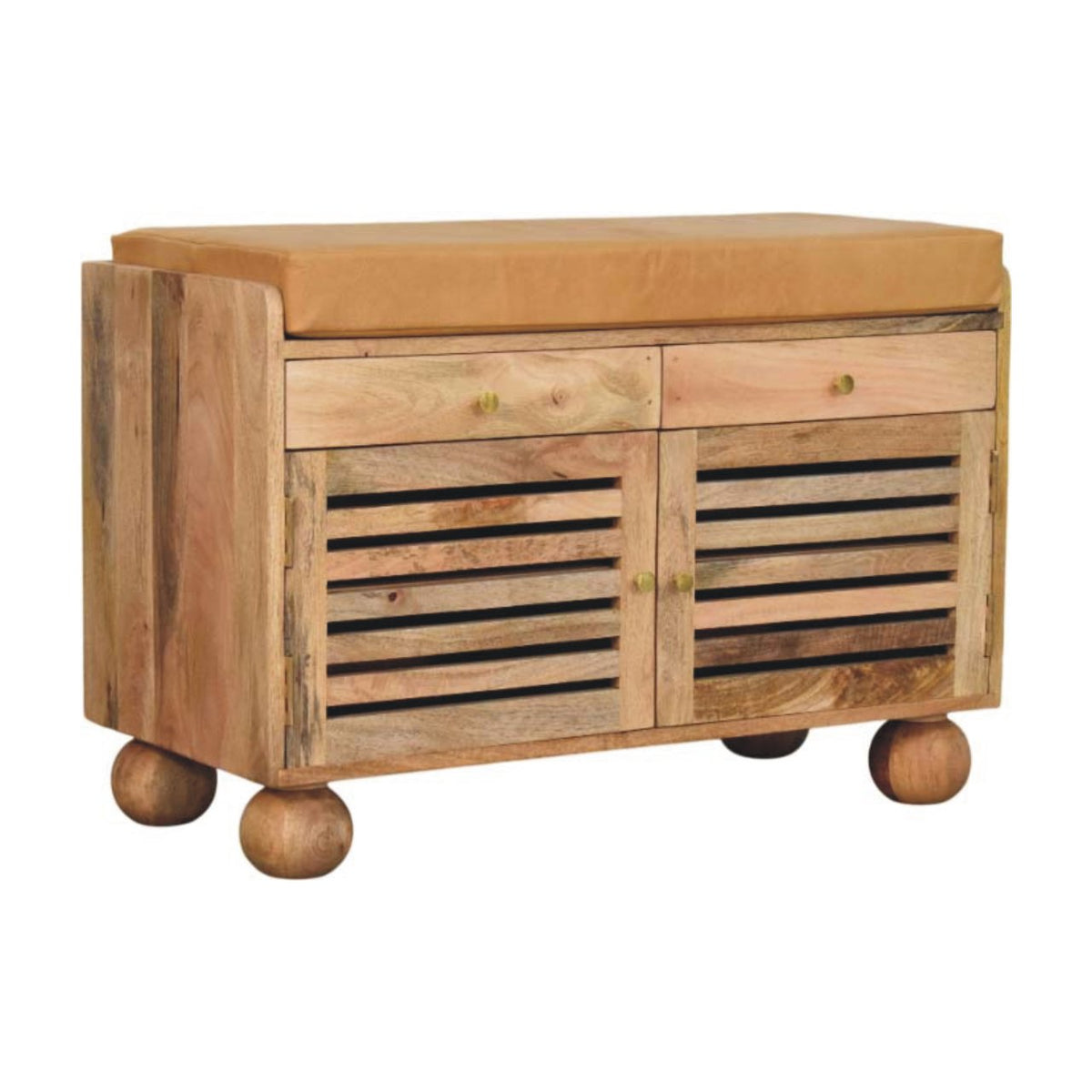 Sutton Buffalo Leather Shoe Bench 2 Drawers