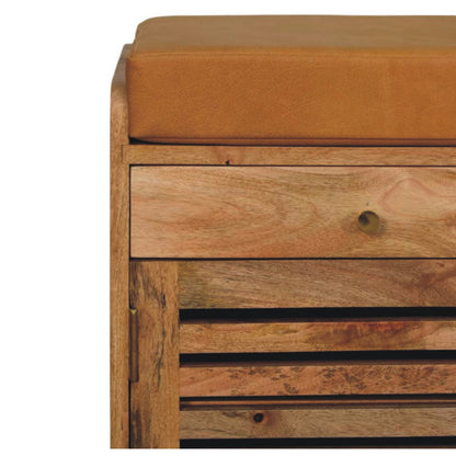Sutton Buffalo Leather Shoe Bench 2 Drawers