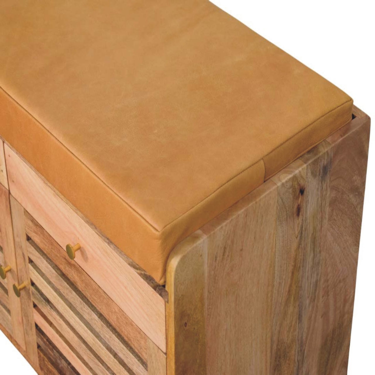 Sutton Buffalo Leather Shoe Bench 2 Drawers
