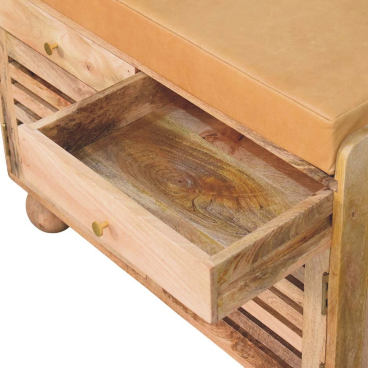 Sutton Buffalo Leather Shoe Bench 2 Drawers