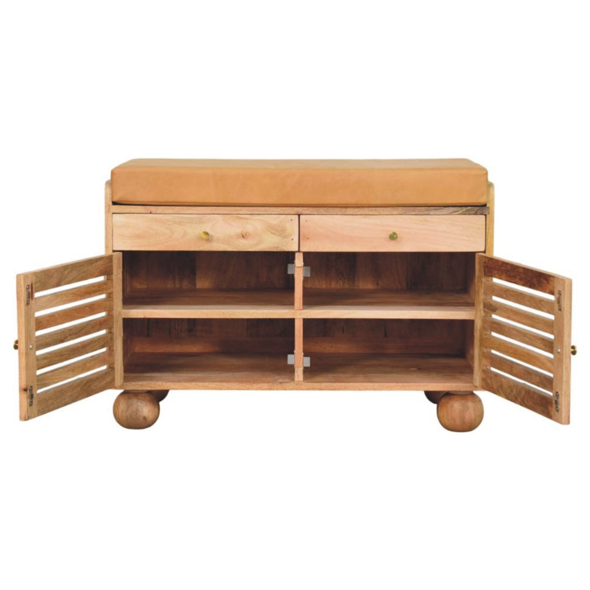 Sutton Buffalo Leather Shoe Bench 2 Drawers