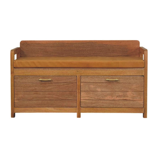 Sutton Buffalo Leather 2 Drawer Storage Bench