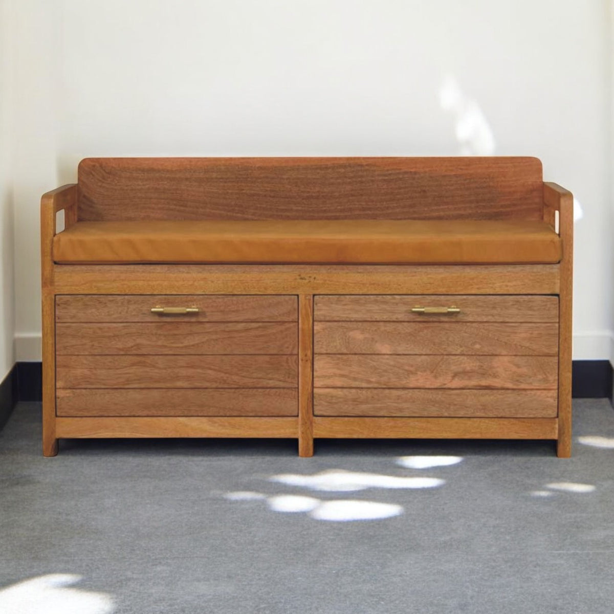 Sutton Buffalo Leather 2 Drawer Storage Bench