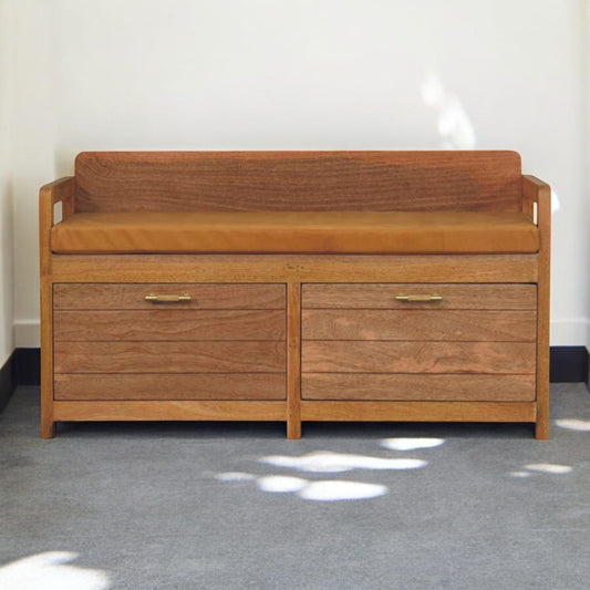 Sutton Buffalo Leather 2 Drawer Storage Bench