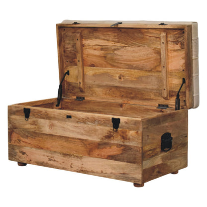 Sutton Buffalo Leather Beige Tufted Storage Trunk Bench