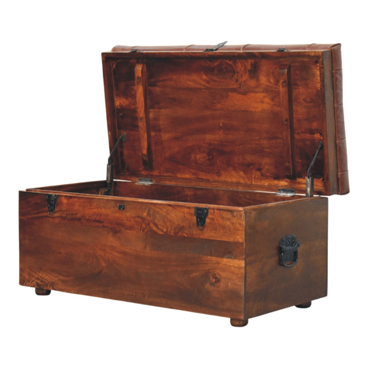 Sutton Buffalo Leather Brown Tufted Storage Trunk