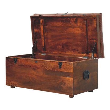 Sutton Buffalo Leather Brown Tufted Storage Trunk
