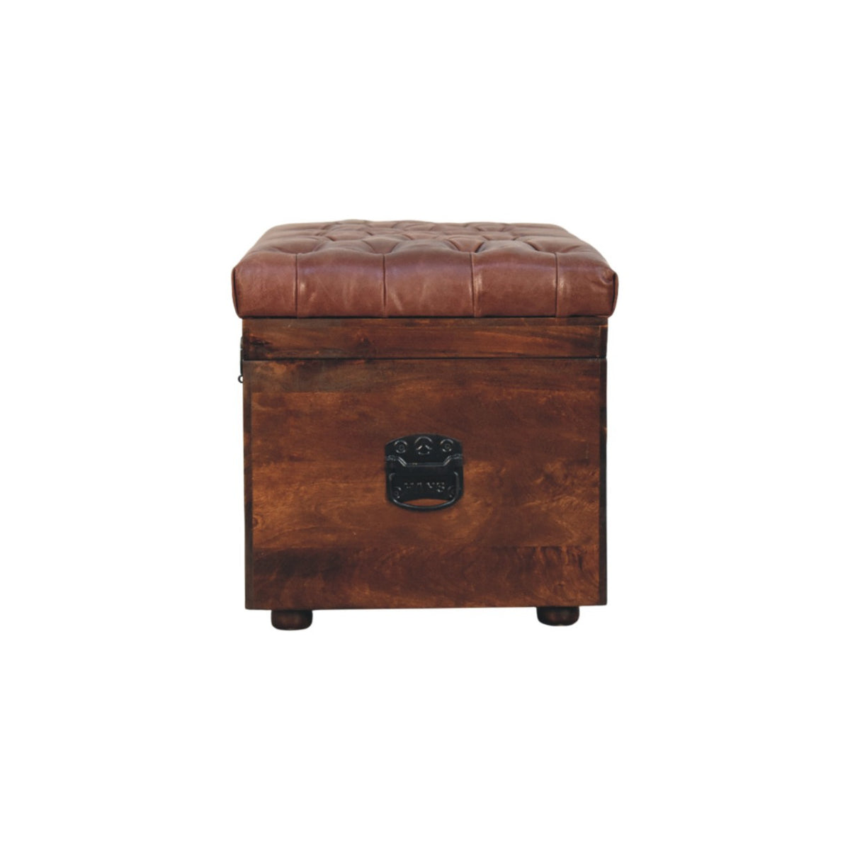Sutton Buffalo Leather Brown Tufted Storage Trunk