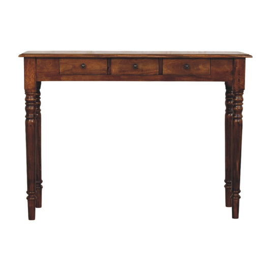 Charleston Chestnut 3 Drawer Turned Console