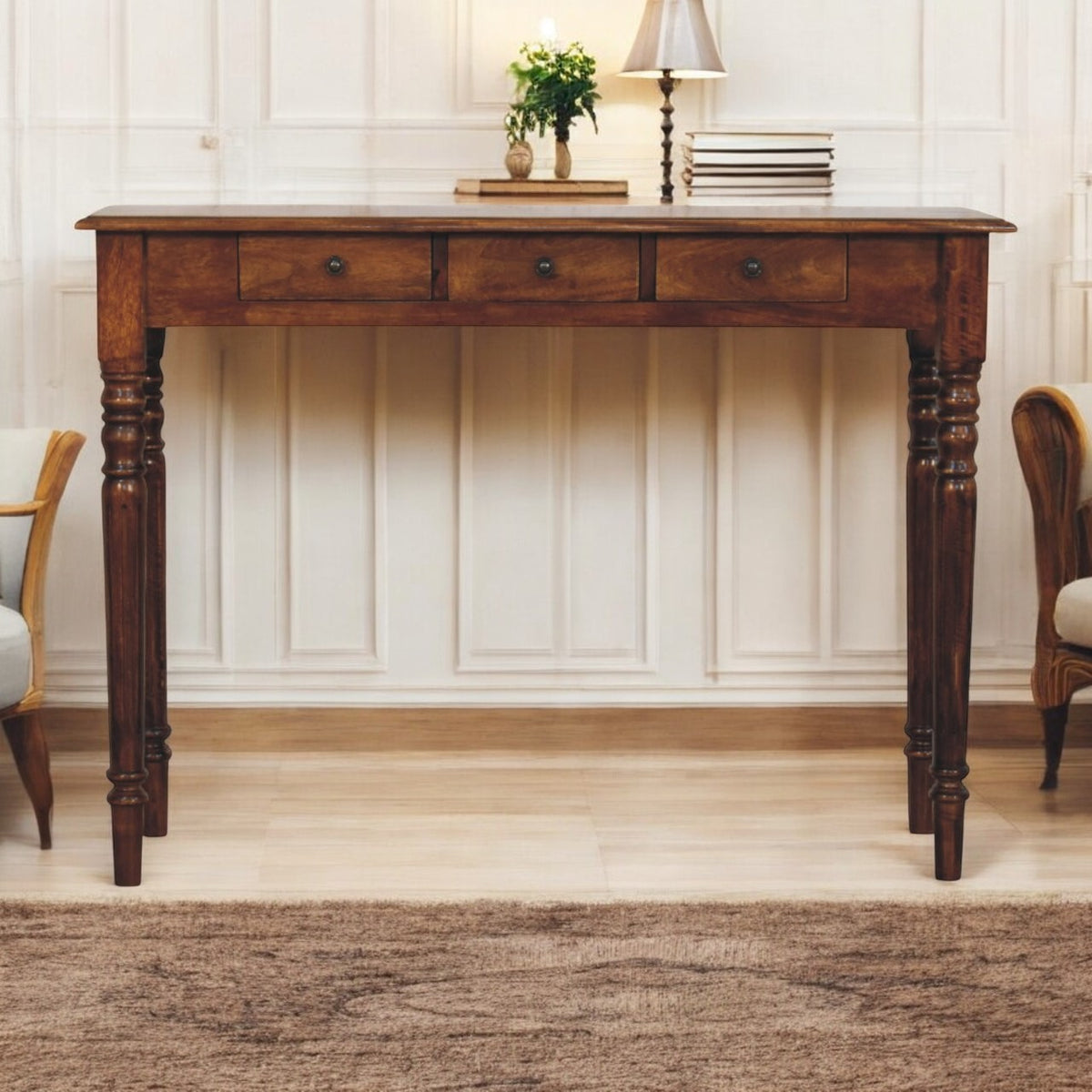 Charleston Chestnut 3 Drawer Turned Console