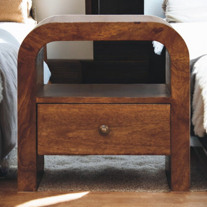 Berkshire Curved Chestnut Shelf Nightstand