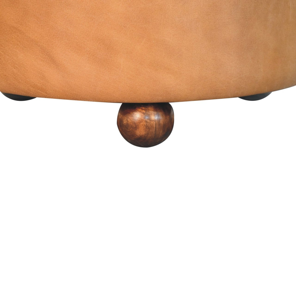 Sutton Buffalo Leather Brown Round Tufted Ottoman