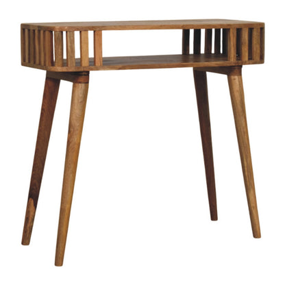 Palm Springs Oak-ish Slatted Wood Console