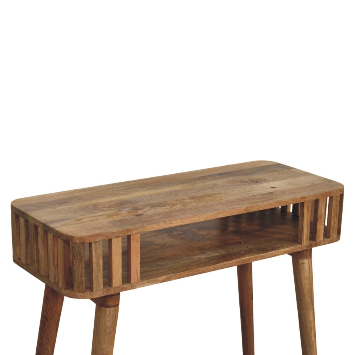 Palm Springs Oak-ish Slatted Wood Console