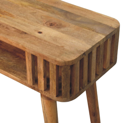 Palm Springs Oak-ish Slatted Wood Console
