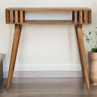 Palm Springs Oak-ish Slatted Wood Console