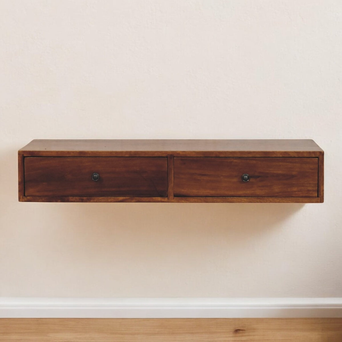 Arcadia Chestnut Curved Wall Console Table