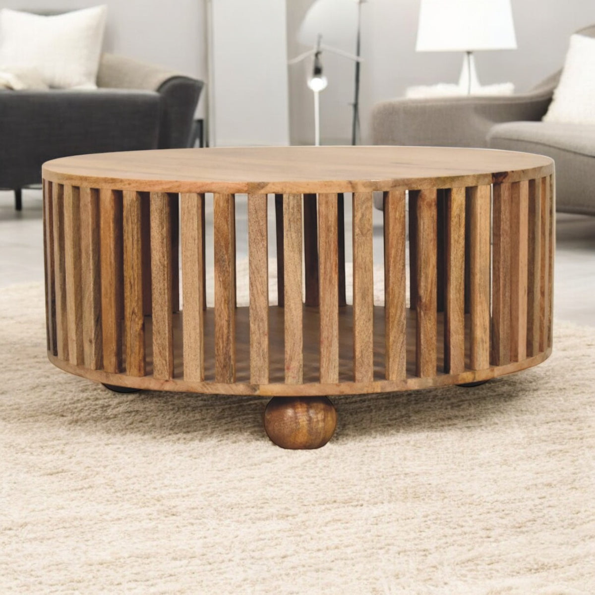 Palm Springs Oak-ish Slatted Coffee Table