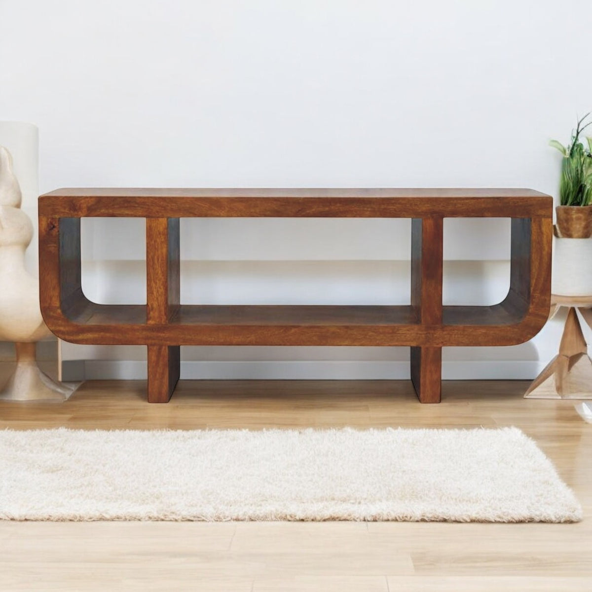 California Chestnut Curved Media Unit